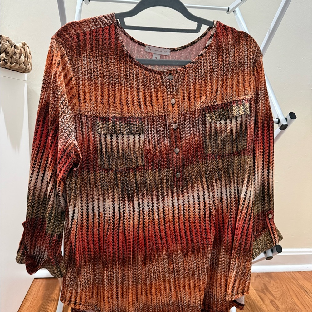 Elegant Autumn Hues Button-Up Blouse
